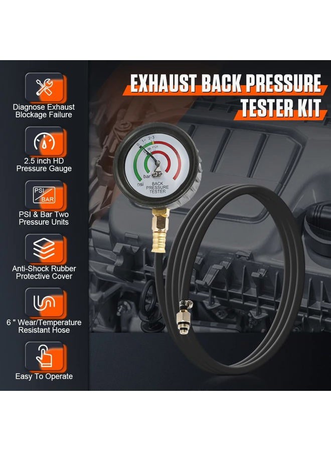 Duoyi Exhaust Back Pressure Tester 2.5" Hd Gauge Kit With 6Ft Hose Oil Shockproof Rubber Cover Gauge,Car - Image 2