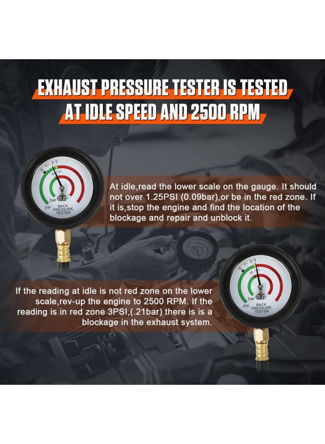 Duoyi Exhaust Back Pressure Tester 2.5" Hd Gauge Kit With 6Ft Hose Oil Shockproof Rubber Cover Gauge,Car - Image 4