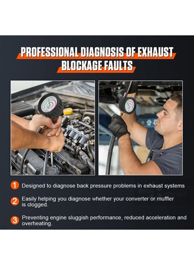 Duoyi Exhaust Back Pressure Tester 2.5" Hd Gauge Kit With 6Ft Hose Oil Shockproof Rubber Cover Gauge,Car - Image 3