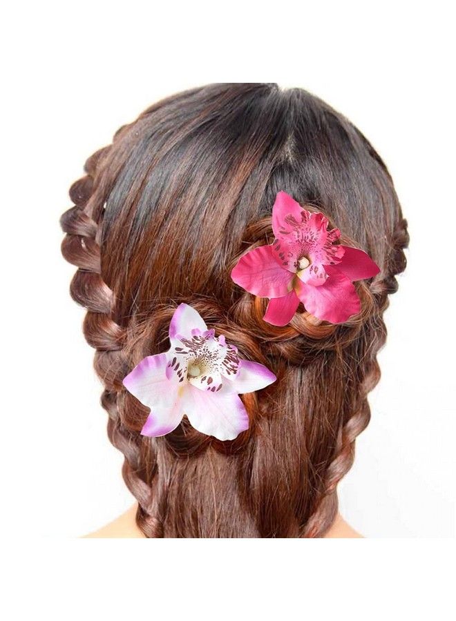 CBLUO 12 Pcs Flower Hair Clips Chiffon Plumeria Hair Clip Orchid Floral Barrettes Women Bridal Multicolor Hawaiian Luau Tropical Wedding Vacation Beach Party Decorations Cosplay Costume Hair Accessories - Image 5
