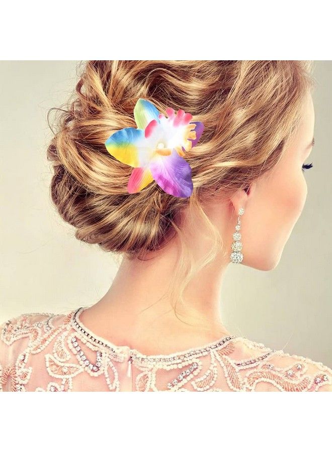 CBLUO 12 Pcs Flower Hair Clips Chiffon Plumeria Hair Clip Orchid Floral Barrettes Women Bridal Multicolor Hawaiian Luau Tropical Wedding Vacation Beach Party Decorations Cosplay Costume Hair Accessories - Image 4