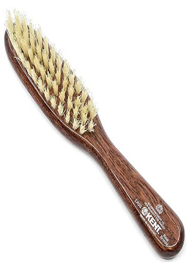 KENT Lr23 Finest Ladies Narrow Style, Danta Wood, Pure White Bristle Hair Brush - Short To Medium Length Hair, Handbag Sized  - Image 1