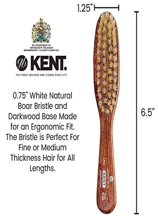 KENT Lr23 Finest Ladies Narrow Style, Danta Wood, Pure White Bristle Hair Brush - Short To Medium Length Hair, Handbag Sized  - Image 2