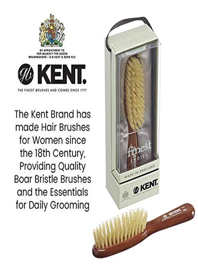 KENT Lr23 Finest Ladies Narrow Style, Danta Wood, Pure White Bristle Hair Brush - Short To Medium Length Hair, Handbag Sized  - Image 5