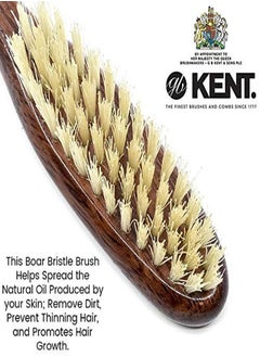 KENT Lr23 Finest Ladies Narrow Style, Danta Wood, Pure White Bristle Hair Brush - Short To Medium Length Hair, Handbag Sized  - Image 3