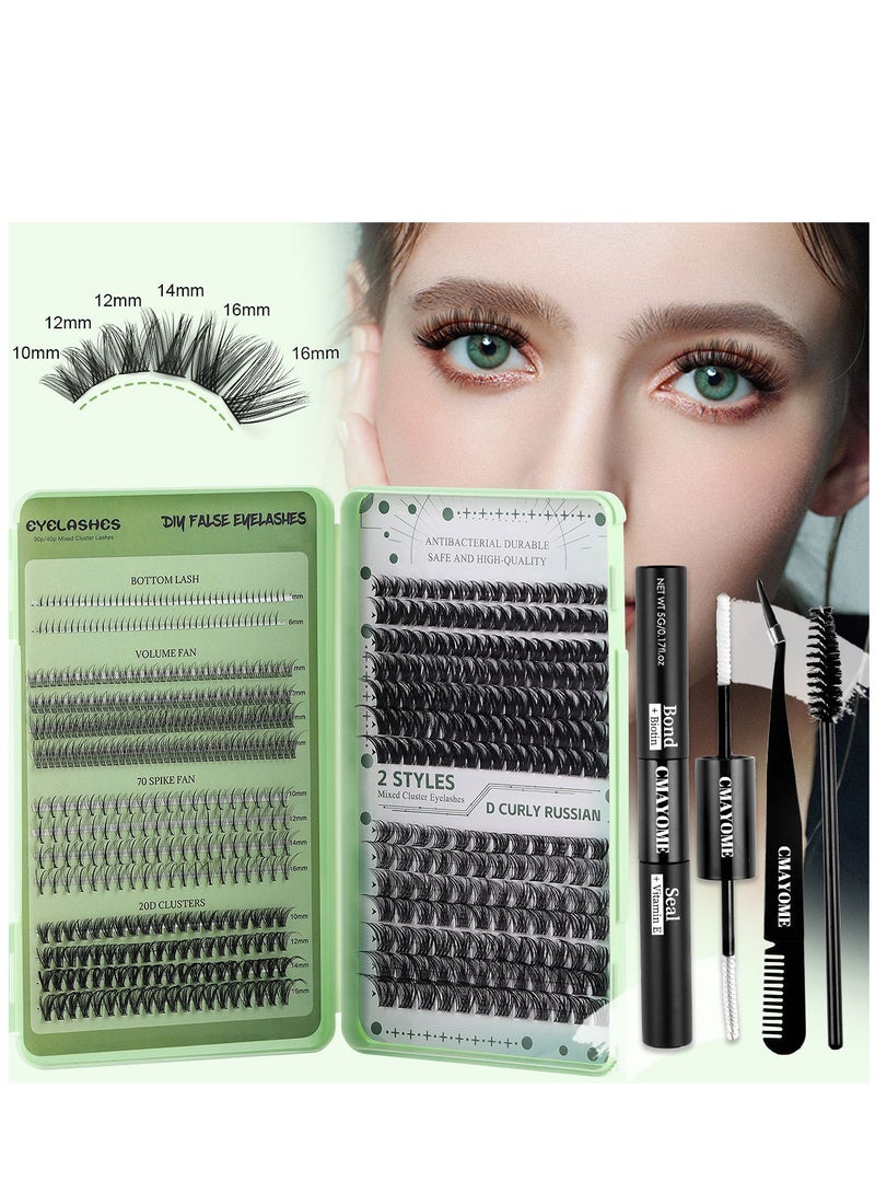 LashesMD DIY Eyelash Extension Kit Lash Clusters Kit Individual Cluster Lashes with Waterproof Lash Bond and Seal and Tweezers D Curl Lash Kit - Image 1