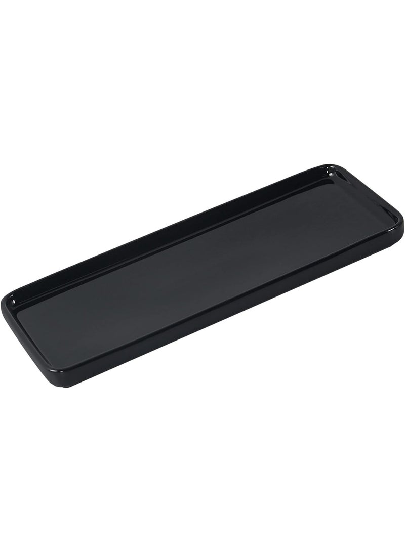 Black Ceramic Vanity Tray, Small Rectangle Tray, Counter Tray for Kitchen Sink, Bathroom Tray, Organizer for Candle, Soap, Jewelry, Perfume, Towel Holder for Decoration Bedroom - Image 1