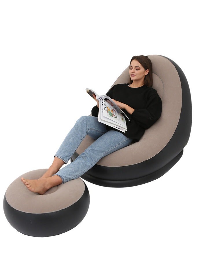 Generic Inflatable Sofa: Outdoor Inflatable Sofa, Camping Lazy Sofa with Slip-On, Comfortable Combination of Flocking Sofa Chair - Image 1