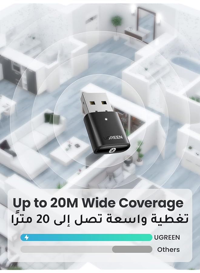 Ugreen Bluetooth 5.0 Adapter For Pc, Plug And Play Dongle Usb Bluetooth Receiver & Transmitter For Windows 11/10/8.1, Laptop, Keyboard, Mouse, Speaker, Headphone, Game Controller - Image 3