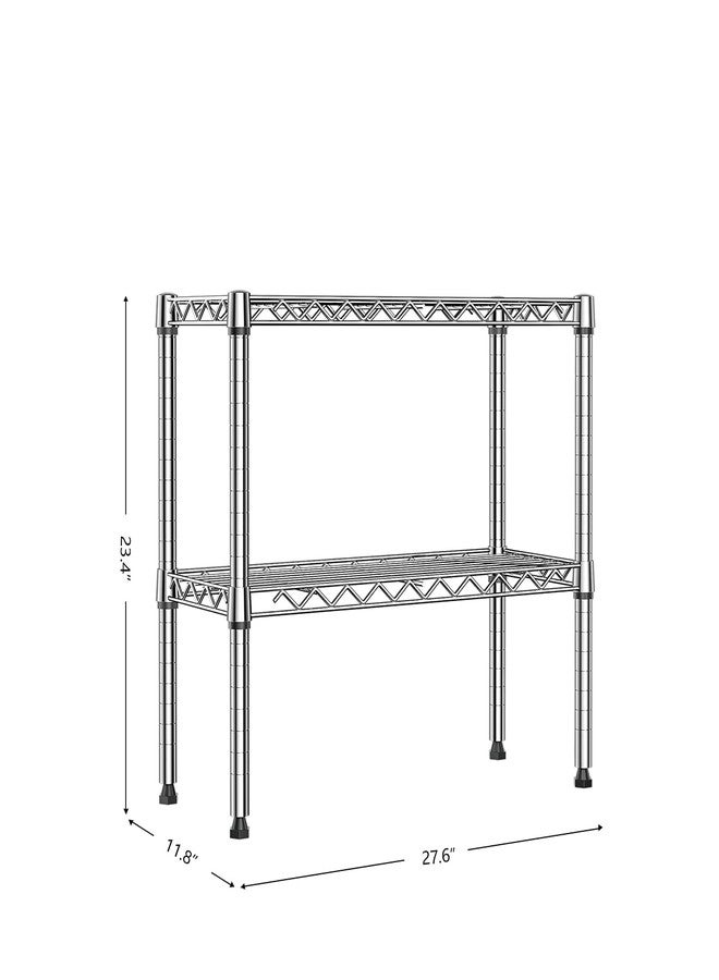 IZEUK 2 Tier Adjustable Metal Storage Shelving Unit, Heavy Duty Wire Rack Organizer for Kitchen, Living Room or Office, 220 lbs Capacity, 27.6 W x 11.8 D x 23.4 H, Chrome - Image 3