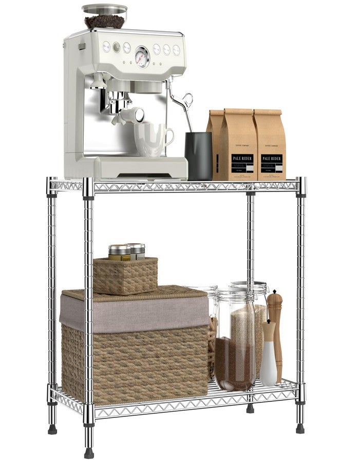IZEUK 2 Tier Adjustable Metal Storage Shelving Unit, Heavy Duty Wire Rack Organizer for Kitchen, Living Room or Office, 220 lbs Capacity, 27.6 W x 11.8 D x 23.4 H, Chrome - Image 1
