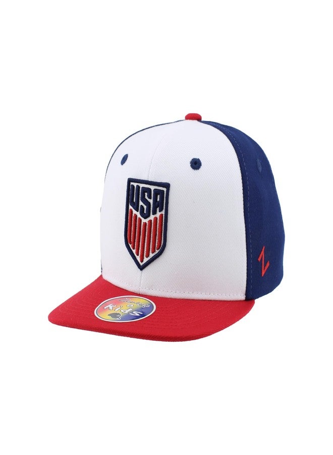 ZHATS U.S. Men's Soccer Officially Licensed USMNT Youth Snapback Hat Flat Bill Crest Team Color - Image 1
