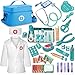 XZZO Kids Dentist Play Set 48 Pcs Doctor Kit for Toddlers 35 Pretend Playset for Toddlers with Medical Bag Stethoscope and Removable Teeth Educational Wooden Medical Kit for Boys Girls - Image 2