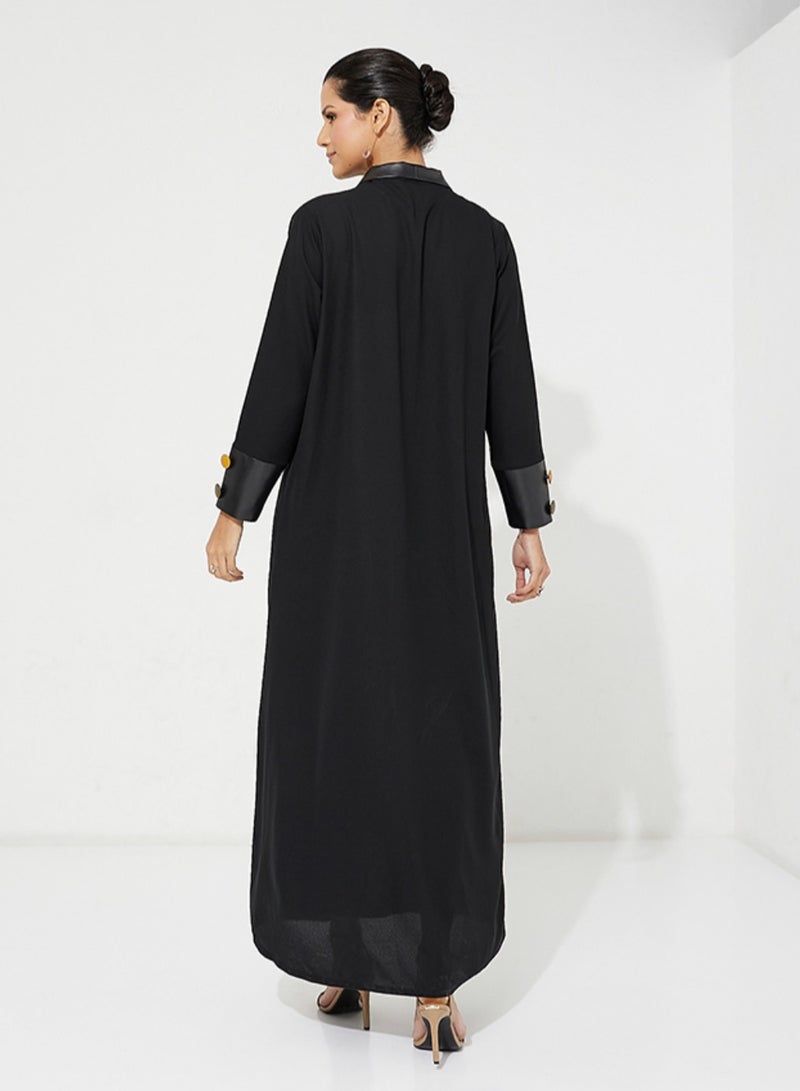 Rosette Abaya Leather Design Abaya - Image 3