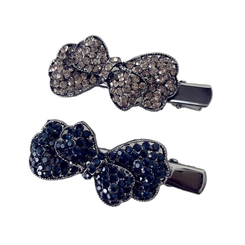 Ruihfas 2Pcs Vintage Crystal Rhinestone Bowknot Alligator Hair Pins Teeth Bows Hair Clips Hair Grip Hair Accessories Hairpins for Women Girls
