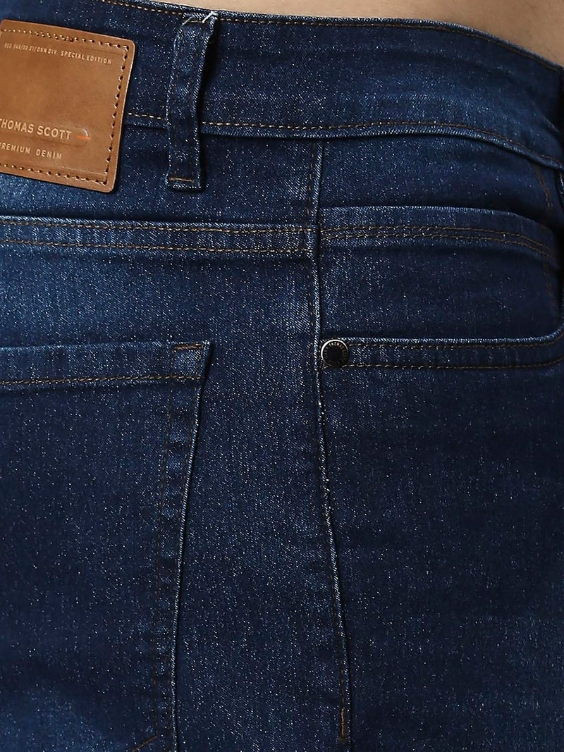 Thomas Scott Men's Mid-Rise Regular Fit Stretchable Jeans (TSJ011_Dark Blue, 34) - Image 2