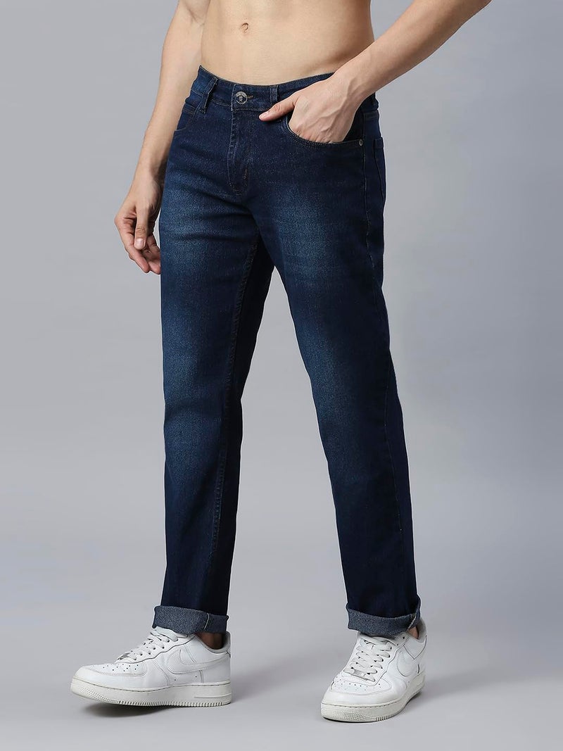 Thomas Scott Men's Mid-Rise Regular Fit Stretchable Jeans (TSJ011_Dark Blue, 34) - Image 4
