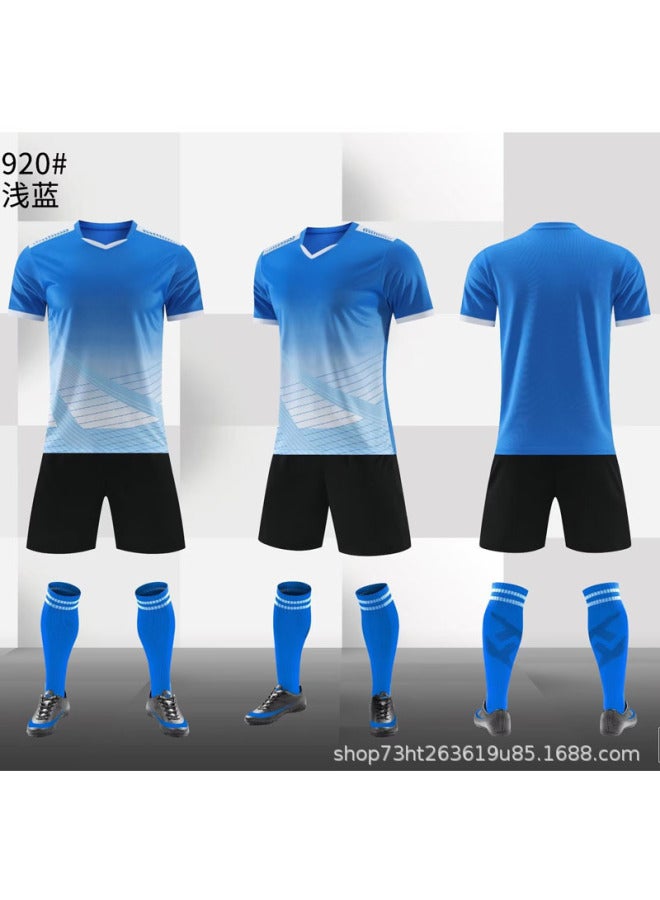 920 Light Blue Short Sleeve Football Jersey - Image 1