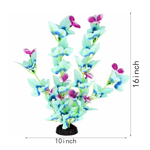 DVHEY 16 Inch Aquarium Fish Tank Plant Betta Fish Tank Decor2 Pack Silk Aquarium Plants for Aquarium Decoration WhiteBlue - Image 3