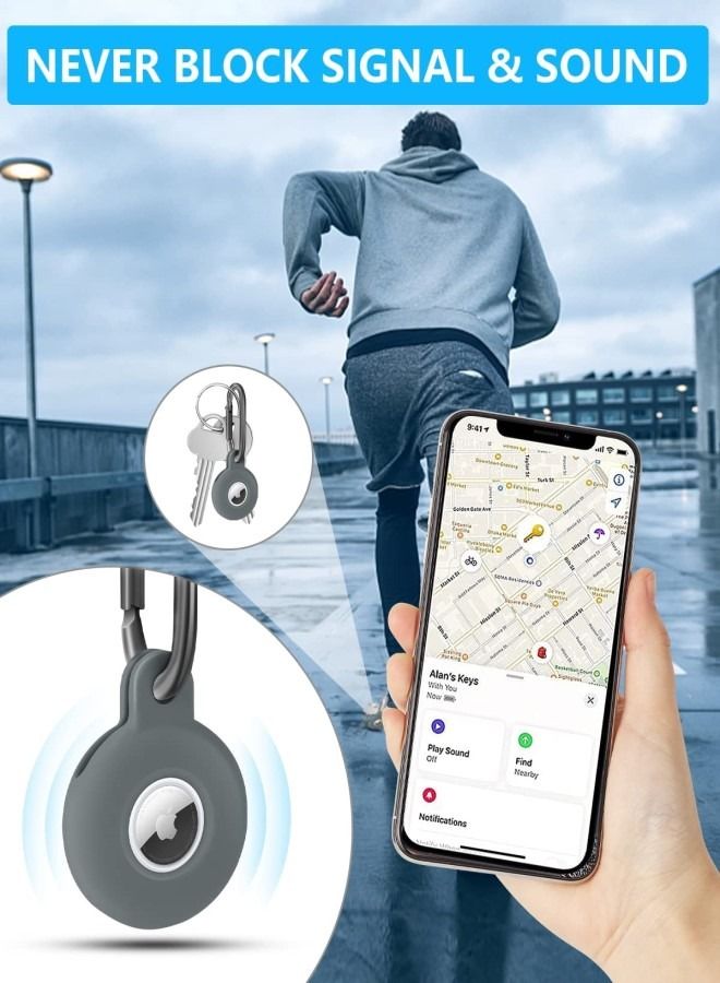 Apple AirTag Secure Holder with Spring Clip Snap Hook - Durable Scratch Resistant Case With Open Face & Raised Edges - Protective AirTag Keychain Accessory For Keys, Pets, Luggage & More