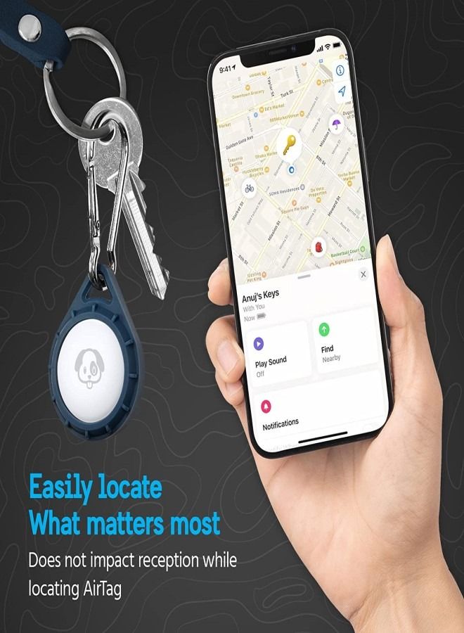 Apple AirTag Secure Holder with Spring Clip Snap Hook - Durable Scratch Resistant Case With Open Face & Raised Edges - Protective AirTag Keychain Accessory For Keys, Pets, Luggage & More