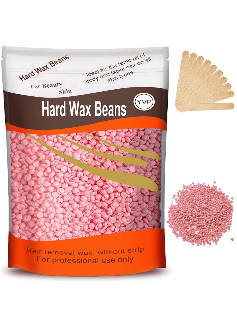 Yovanpur Yovanpur Hard Wax for Hair Removal, Rose Pink Wax Beads for Sensitive Skin and Brazilian Waxing, 10.5 Ounce/bag with 10pcs Wax Sticks 