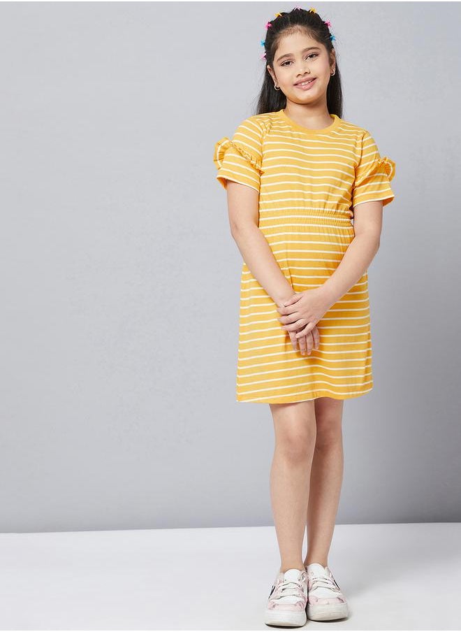 Stylo Bug Striped Ruffle Sleeve Dress  - Image 1