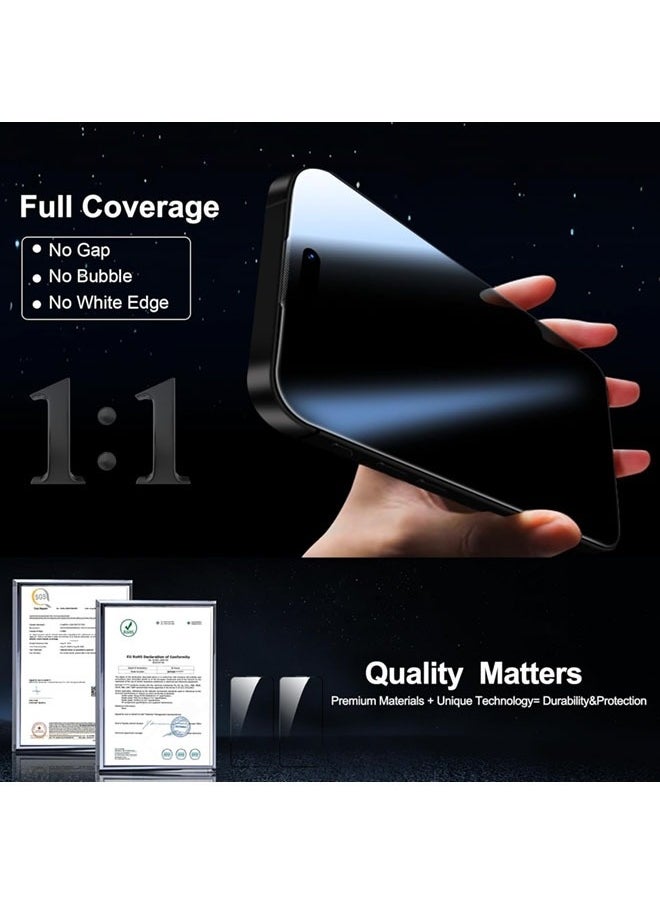DUSALA 2 PACK iPhone 16 Pro Max Privacy Screen Protector + 2 PACK Camera Lens Protector,  Ultra Top 9H+ Tempered Glass, Full Coverage Screen  - Image 4