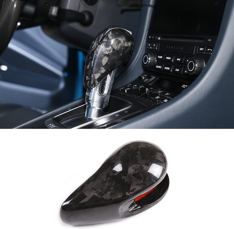 taruisixt Fit for Porsche Macan Panamera Cayman 911 718 Boxster 2009-2020 Real Carbon Fiber Interior Gear Shift Head Cover Knob Trim Car Interior Accessories (Forged Carbon) - Image 1