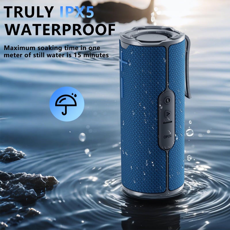 COOPERS Portable Bluetooth Speaker, Wireless Bluetooth Speaker, IPX5 Waterproof Speakers with RGB Lights, Loud Stereo Sound Deep Bass, Long Playtime TWS Pairing for Home/Party/Outdoor Beach - Image 2