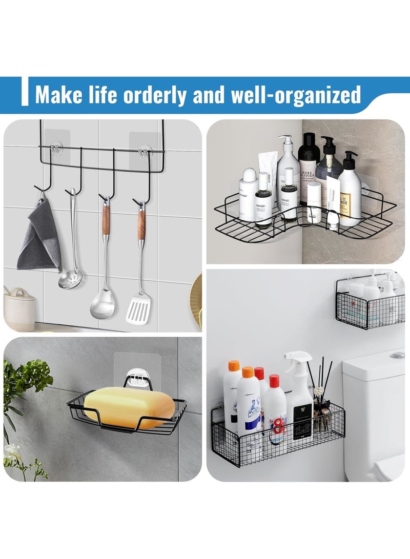 Luckam 15-Pack Adhesive Shower Caddy Replacement, No-Drilling Bathroom Hooks, Waterproof Adhesive Strips for Shower Shelves, Kitchen Storage Racks, Wall Organizers, 3-Size Multi-Purpose Mounting Pads - Image 3