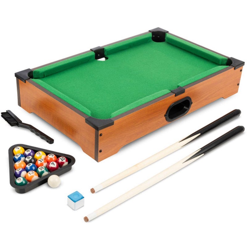Hey Play Mini Pool Table 20Inch Portable Tabletop Billiards Game with Cue Balls Sticks Chalk Brush and Triangle Rack Table Games by Hey Play - Image 2