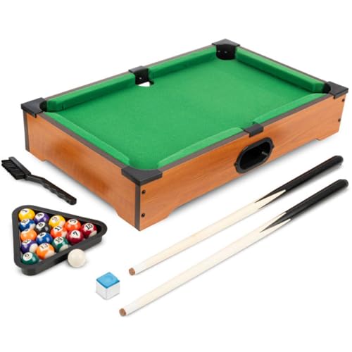 Hey Play Mini Pool Table 20Inch Portable Tabletop Billiards Game with Cue Balls Sticks Chalk Brush and Triangle Rack Table Games by Hey Play - Image 1