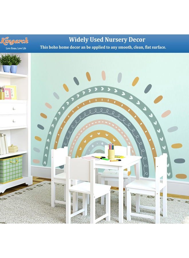 Kingarch Large Cute Rainbow Wall Decals, Boho Sun Peel and Stick Fabric Nursery Wall Decor, Removable Home Room Wall Decor Murals Stickers for Kids Girls Toddler Bedroom Living Room Playroom - Image 4
