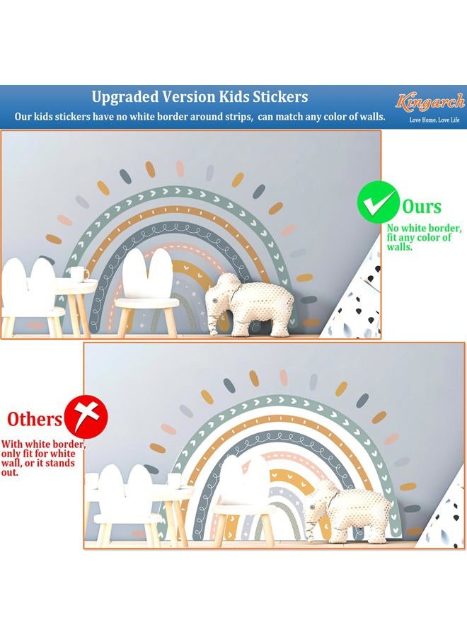 Kingarch Large Cute Rainbow Wall Decals, Boho Sun Peel and Stick Fabric Nursery Wall Decor, Removable Home Room Wall Decor Murals Stickers for Kids Girls Toddler Bedroom Living Room Playroom - Image 3