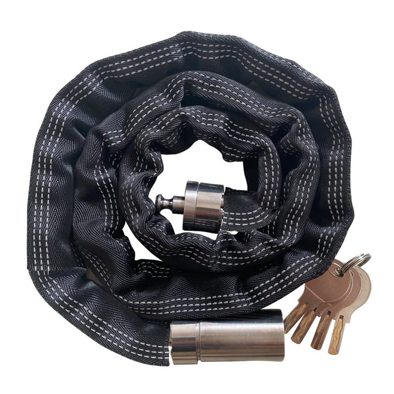 FIGODE Stainless Steel Chain Lock with 4 Same Keys, Rustproof Lock and Chain, Marine Grade Lock for Bike, Moto, Scooter, Boat, Truck and Door. Anti-Theft – 110 CM Long Chain - Image 1