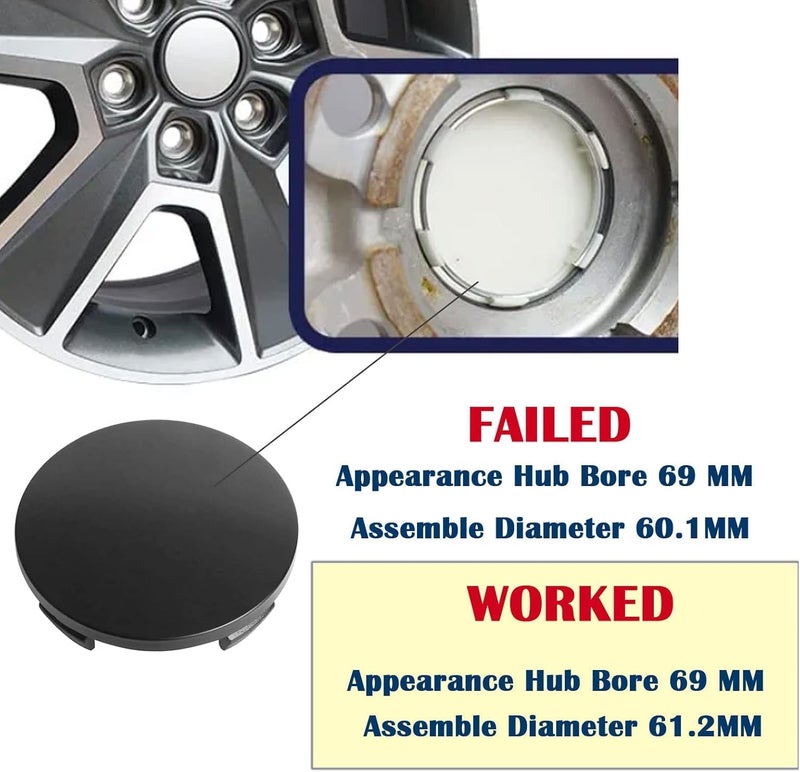 Suleto Car Wheel Center Caps Outer 60mm Inner 56mm Wheel Center Cover Kit Fit for Cars for Rims Center Hub Caps 4Pack Gloss Black - Image 4