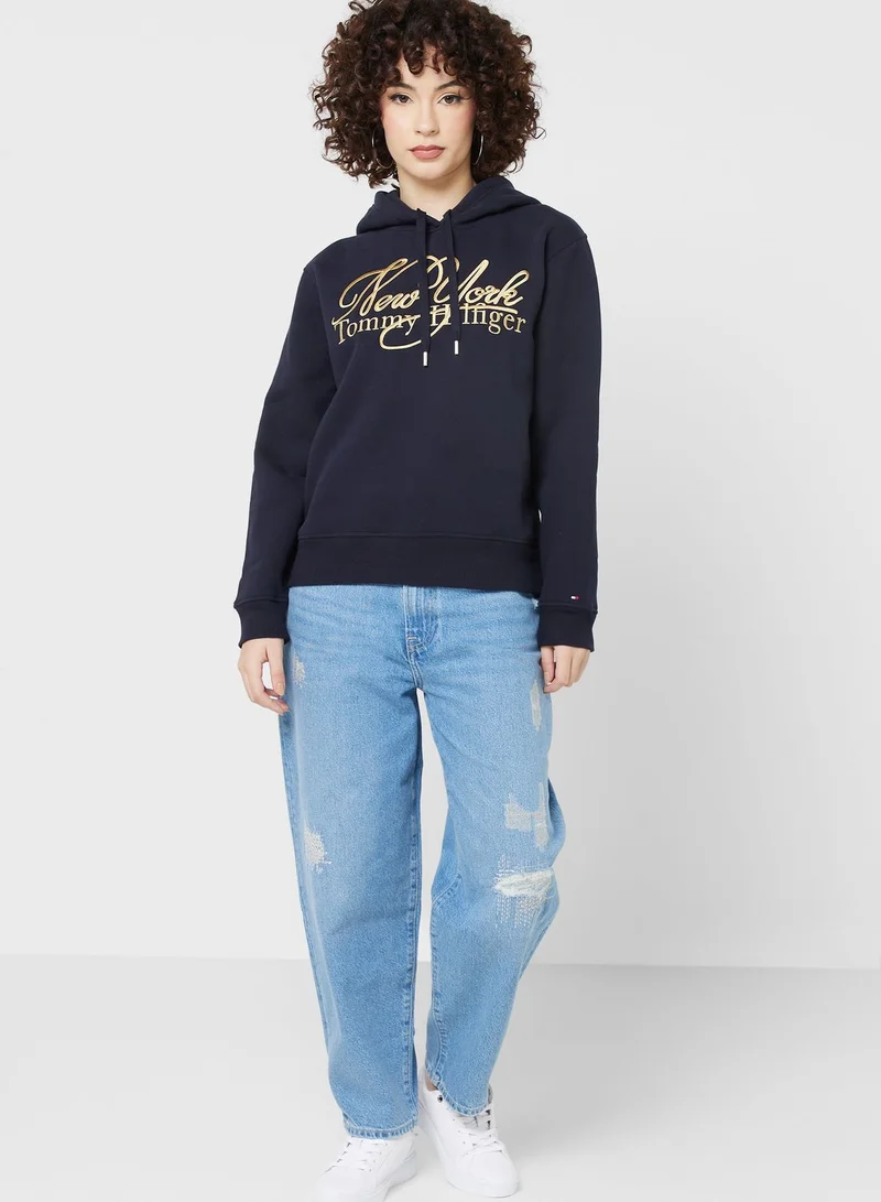 TOMMY HILFIGER Drawstring Detail Printed Hoodie