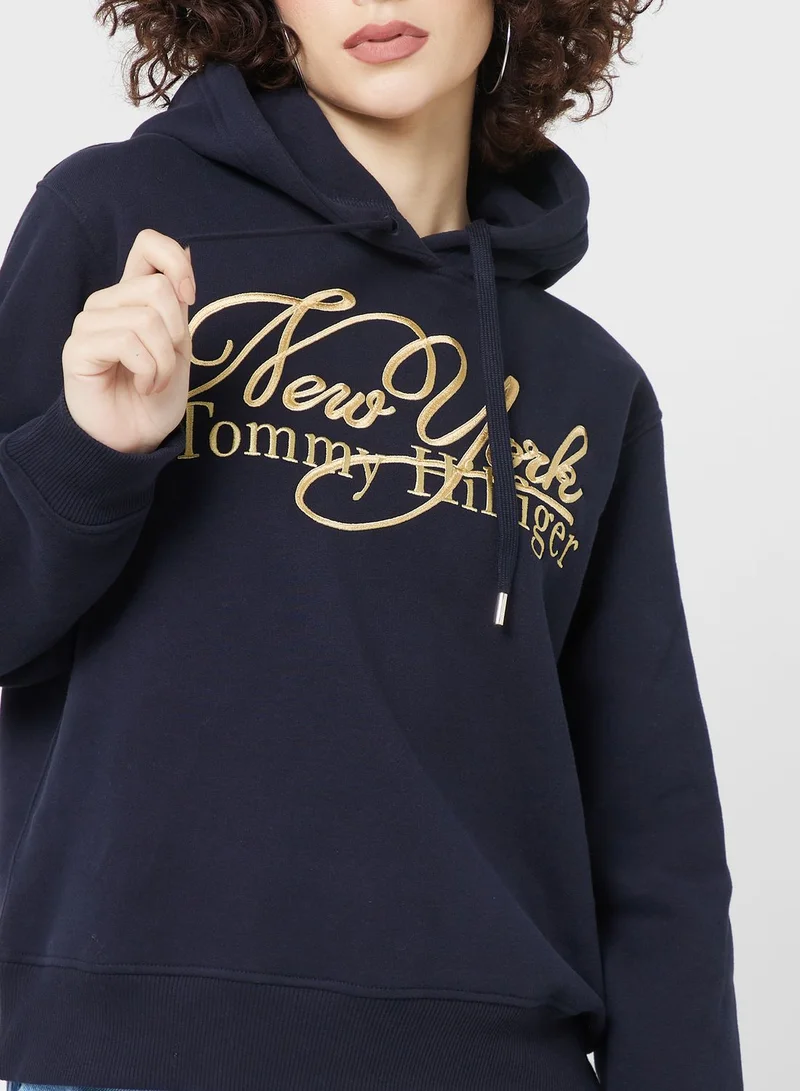 TOMMY HILFIGER Drawstring Detail Printed Hoodie