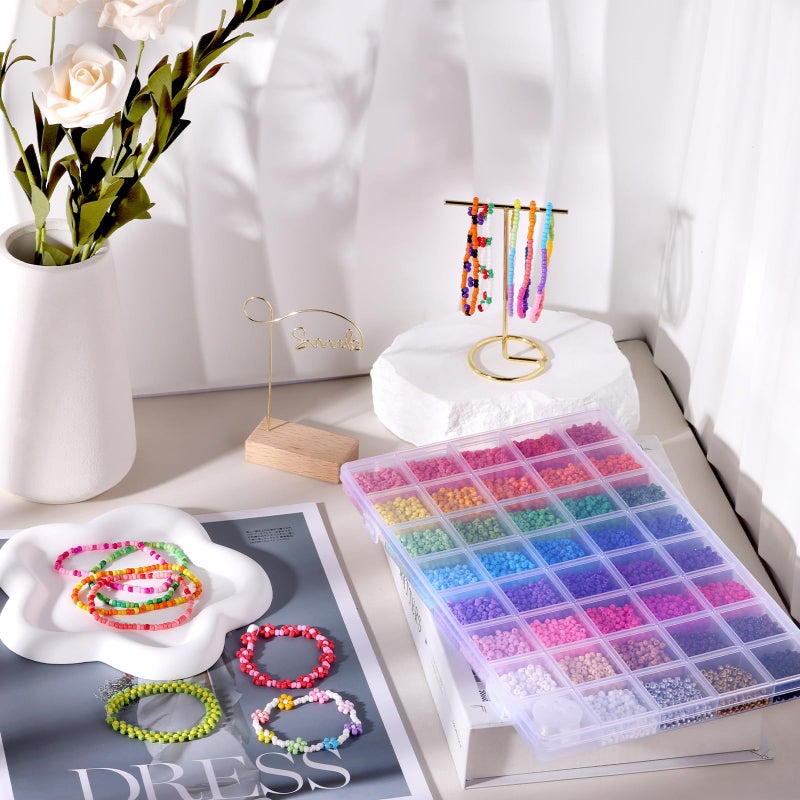 Funtopia 39 Colors 3mm Seed Beads, 9600pcs Small Beads for Jewelry Making, Tiny Craft Beads for Bracelet Making - Image 5