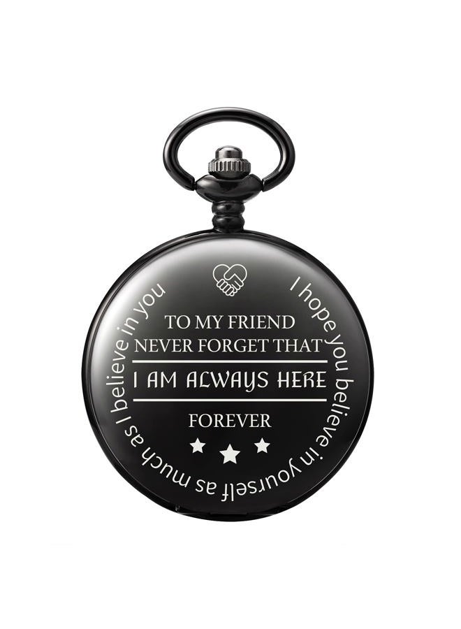 TREEWETO to My Friend Engraved Pocket Watch with Chain Custom Gift for Best Friend Men Women Birthday Wedding Graduation Christmas Black - Image 1