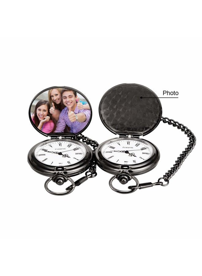 TREEWETO to My Friend Engraved Pocket Watch with Chain Custom Gift for Best Friend Men Women Birthday Wedding Graduation Christmas Black - Image 5