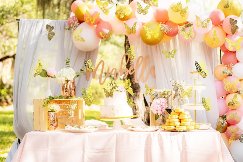 Meikeer 3D Butterfly Wall Decor 48 Pcs 4 Styles 3 Sizes  for Birthday Decorations Party Decorations  Removable Wall Stickers Interior Decorations Kids Nursery Classroom Wedding Decor (Gold) - Image 4