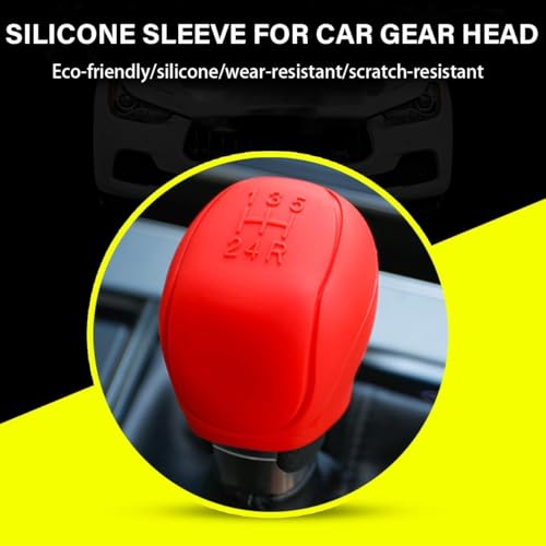 aakichi 5-Speed Car Gear Shift Stick Cover | Universal Elastic Silicone Gear Knob Cover for Manual Transmission | Anti-Slip Protective Grip Sleeve | Soft Durable Interior Accessory (Red) - Image 3