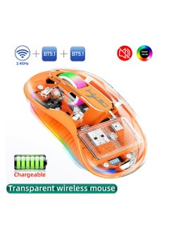 HXSJ HXSJ NEW M333 2.4G Dual-Mode Bluetooth Transparent Mouse Low Latency Suitable for Desktop Laptops Men Women Universal  Orange  - Image 2