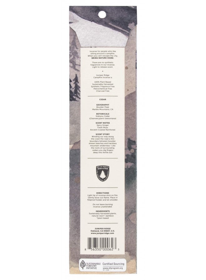 JUNIPER RIDGE All-Natural Aromatic Campfire Incense - Long-Lasting Bamboo Sticks - Aromatherapy & Meditation Therapy - No Synthetic Fragrance - Cedar - 20 Count - Image 2