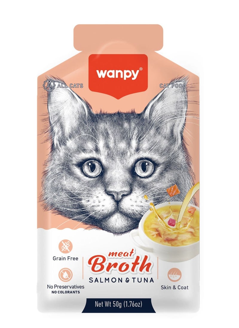 Wanpy wanpy Meat Broth Salmon & Tuna for Cats (50gm) x 12pcs 