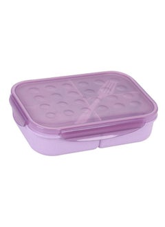 NIBEMINENT Bento Box 3 Compartments Leakproof 4 Buckles Sturdy Microwave Safe Adult Lunch Box with Fork for Office School Home  - Image 4