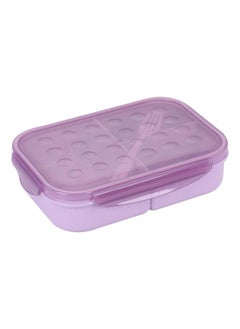 NIBEMINENT Bento Box 3 Compartments Leakproof 4 Buckles Sturdy Microwave Safe Adult Lunch Box with Fork for Office School Home  - Image 1