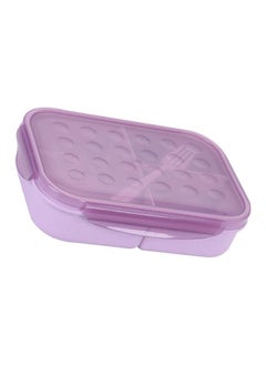 NIBEMINENT Bento Box 3 Compartments Leakproof 4 Buckles Sturdy Microwave Safe Adult Lunch Box with Fork for Office School Home  - Image 3